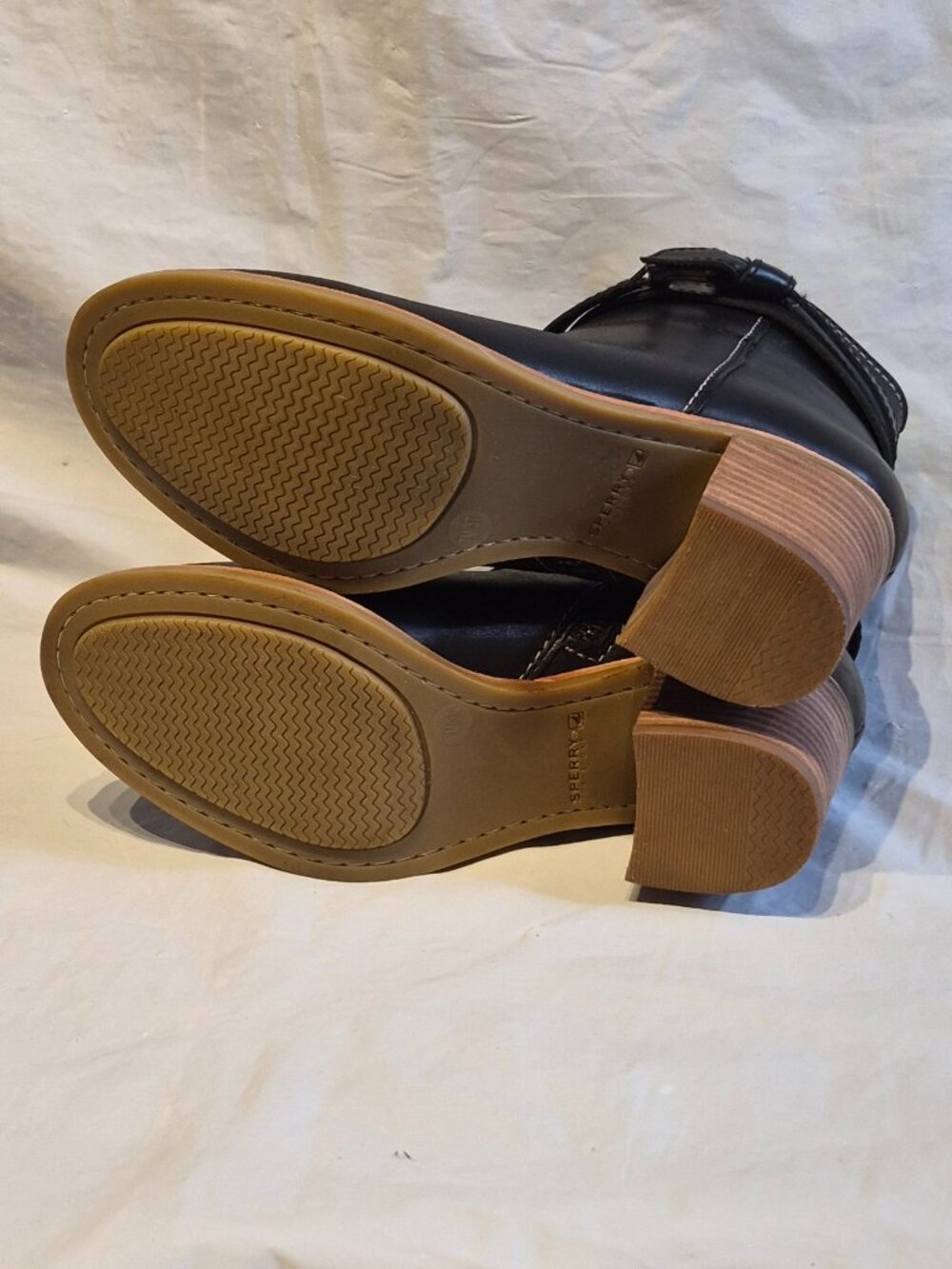 New In Box sz 7M Sperry Top-Sider Black Onyx Chelton Leather Booties - Picture 5 of 10